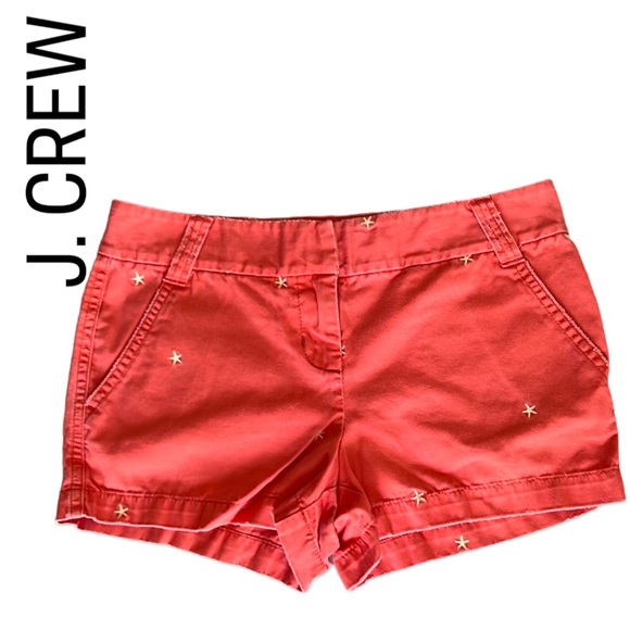 J CREW Coral Shorts Cotton classic twill chino weathered with embroidered stars - Picture 3 of 10